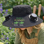 Gift For Grandpa,Gift For Father,Fishing,Happy,Icon - Grandpa's Keepers Camouflage Pattern - Personalized Solar Fan Hat