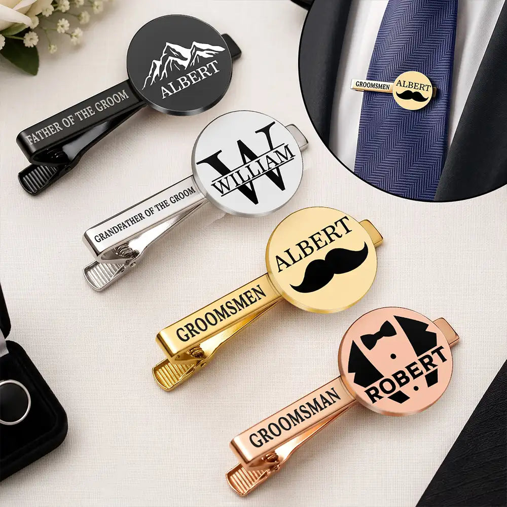 Groomsman Bestman Wedding Gifts - Personalized Tie Clip