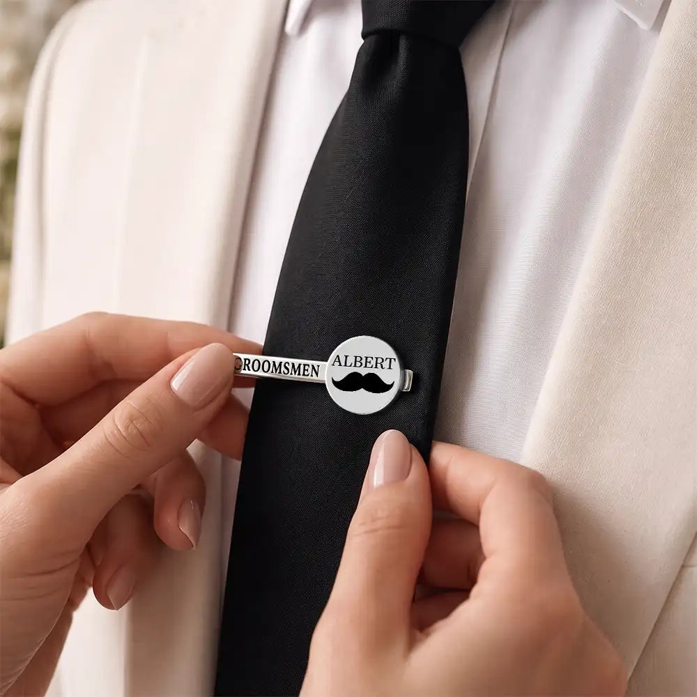 Confident,Gift For Men,Gift For Yourself,Wedding,Icon - Groomsman Bestman Wedding Gifts - Personalized Tie Clip