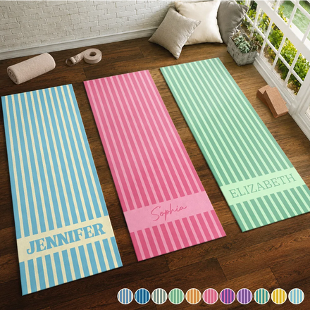 Groovy Striped With Name - Personalized Yoga Mat