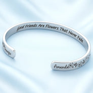 Gift For Bestie,Old Best friends,Love - Grow An Old Friend - Personalized Bangle Bracelet Cuff