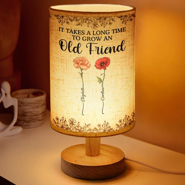 Happy,Gift For Bestie,Old Best friends,Gifts For Colleagues,Gift For Sisters - Grow An Old Friend Birth Flower - Personalized Fabric Lamp