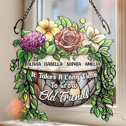 Happy,Gift For Bestie,Old Best friends,Gift For Sisters,Christmas - Grow An Old Friend Birth Flower - Personalized Window Hanging Suncatcher Ornament