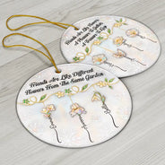 Happy,Gift For Bestie,Old Best friends,Gift For Sisters,Christmas - Grow An Old Friend Nacre Effect - Personalized Circle Ceramic Ornament