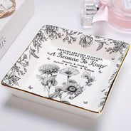 Happy,Old Best friends,Gift For Bestie,Gift For Sisters - Grow An Old Friend Toile Birth Flower - Personalized Ring Dish