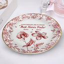 Happy, Gift For Bestie, Old Best friends, Gifts For Colleagues, Gift For Sisters - Grow An Old Friend Toile Birth Flower - Personalized Round Ring Dish