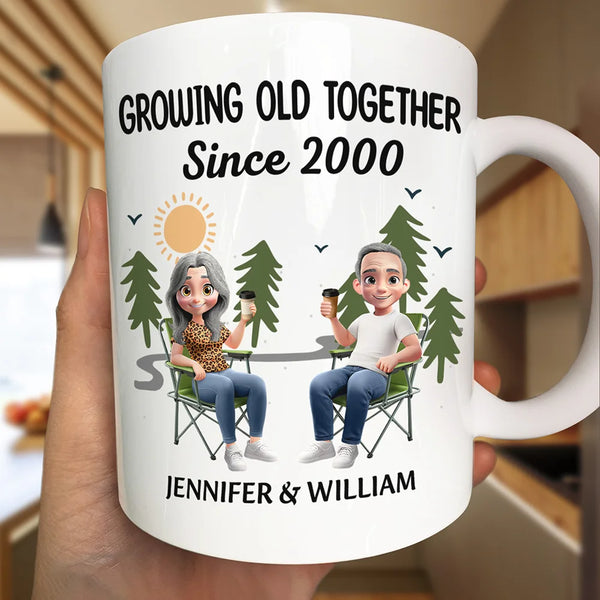 Gift For Couples, Old Couples, Gift For Husband, Gift For Wife, Happy - Growing Old Together Since - Personalized Mug