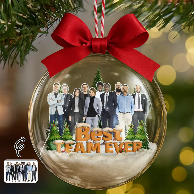 Gift For Bestie,Gift For Sisters,Christmas,Happy,Gifts For Colleagues,Gift For Sibling - Custom Photo Besties Sisters Best Team Forever - Personalized 3D Acrylic Ball Ornament