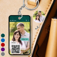 Gift For Couples,Old Couples,Gift For Husband,Gift For Wife,Gift For Boyfriend,Gift For Girlfriend,Gift For Yourself,Memorial,Sad - Custom Photo QR Code Memorial Message From Loved One - Personalized Acrylic Keychain