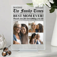 Gift For Mother,Gift For Father,Gift For Women,Gift For Men,Love - Custom Photo Best Mom Dad Ever Newspaper Theme - Personalized Vertical Rectangle Acrylic Plaque