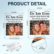 Old Couples,Gift For Couples,Gift For Women,Gift For Men,Gift For Wife,Gift For Husband,Gift For Boyfriend,Gift For Girlfriend,Love,LGBT - Custom Photo The Love Times Newspaper Theme - Personalized Vertical Rectangle Acrylic Plaque