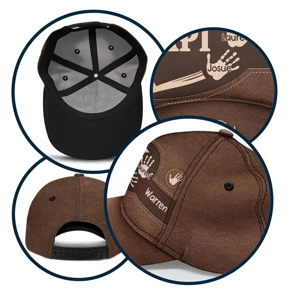 Gift For Yourself,Gift For Men,Gift For Grandpa,Gift For Father,Gift For Mother,Gift For Grandma,Love,French - Les Empreintes Des Mains Du Grand-Père Papa Et Des Enfants - Casquette Classique Personnalisée