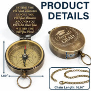 Graduation,Gift For Yourself,Gift For Daughter,Gift For Son,Gift For Kids,Gift For Bestie,Happy - Behind You All Memories Congrats Grad - Personalized Engraved Brass Compass