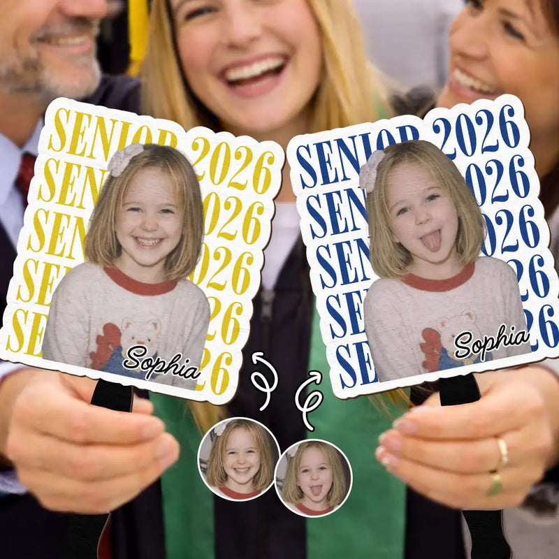 Graduation,Happy,Photo - Custom Photo Senior Vintage Portrait - Personalized Graduation Handheld Fan