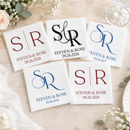 Romantic, Gift For Couples, Wedding, Custom Text - Couples Initials Wedding Engaged Bachelor Bachelorette Party - Personalized Cocktail Napkins