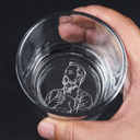 Gift For Father,New Dad,New baby,Happy - Custom Photo Outline Sketch New Dad Our First Father's Day Together - Personalized Engraved Whiskey Glass