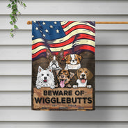 Beware Of Wigglebutt Stars And Stripes - Gift For Dog Lovers - Personalized Custom Flag