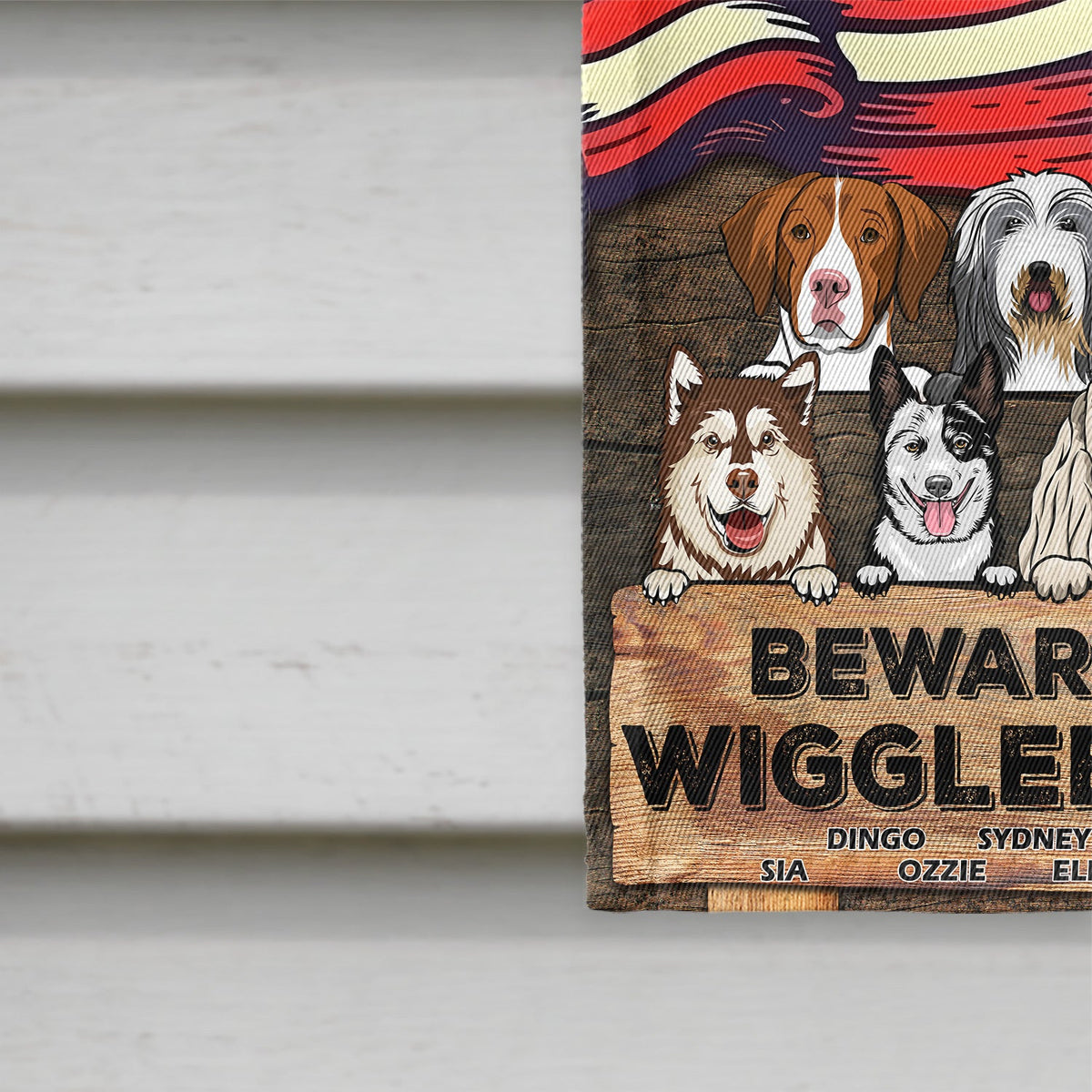 Beware Of Wigglebutt Stars And Stripes - Gift For Dog Lovers - Personalized Custom Flag