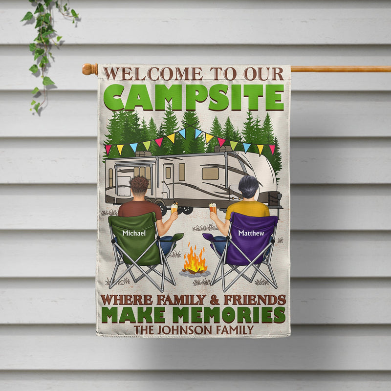 Where Family And Friends Make Memories - Gift For Camping Lovers - Personalized Flag