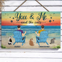 You And Me And The Dogs Peace Beach View - Gift For Pet Lovers - Personalized Wood Rectangle Sign