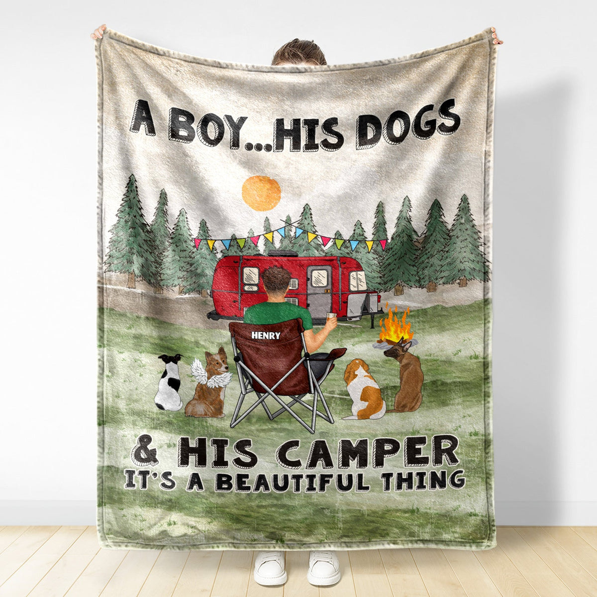 A Girl And Her Dogs Beautiful Thing - Gift For Camping Lovers - Personalized Fleece Blanket