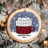 Marshmallow Hot Cocoa Cup - Christmas Gift For Family - Personalized Wood Slice Ornament