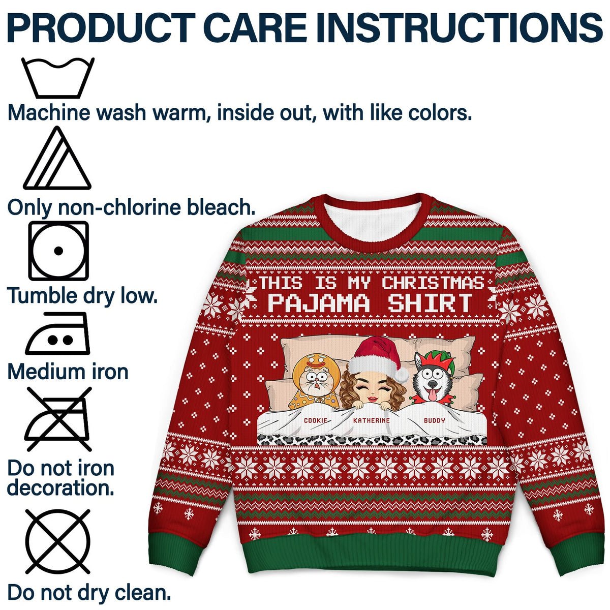 This Is My Christmas Pajama Shirt - Gift For Dog Cat Lovers - Personalized Unisex Ugly Sweater