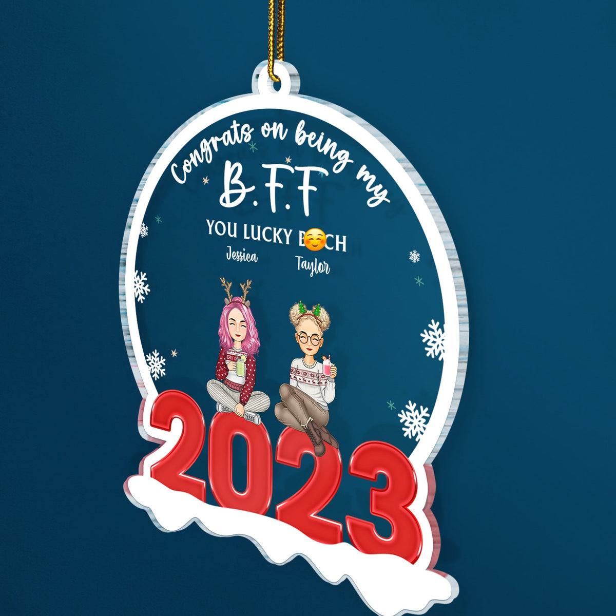 Congrats On Being You Lucky - Christmas Gift For Besties - Personalized Custom Shaped Acrylic Ornament
