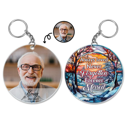 Custom Photo Always Loved Never Forgotten - Memorial Gift For Family - Personalized Acrylic Keychain