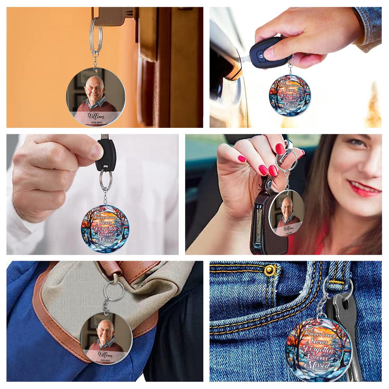 Custom Photo Always Loved Never Forgotten - Memorial Gift For Family - Personalized Acrylic Keychain