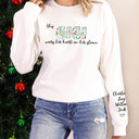 This Mama Wears Her Heart On Her Sleeve - Birthday, Loving Gift For Mom, Mother, Grandma, Grandmother - Personalized Sweatshirt With Sleeve Imprint