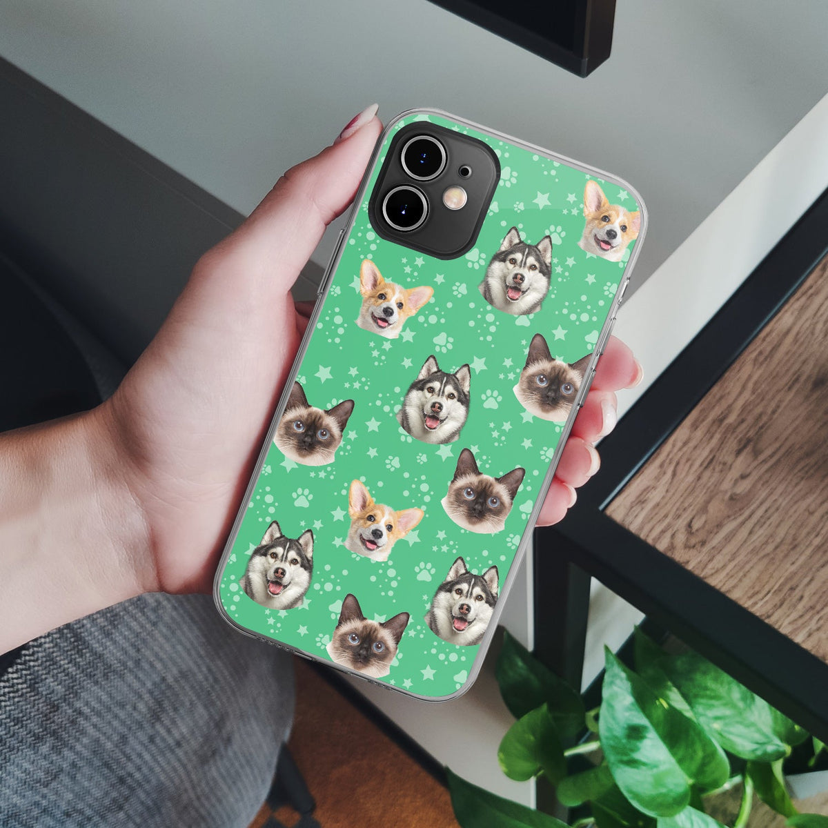 Custom Photo Pet Faces Human Faces - Gift For Dog Lovers, Cat Lovers, Men, Women - Personalized Clear Phone Case