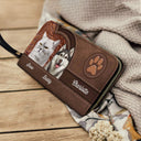 Custom Photo Cute Pets Aesthetic Pattern - Birthday, Loving Gift For Dog Lovers, Cat Lovers, Dog Mom, Cat Mom - Personalized Leather Long Wallet