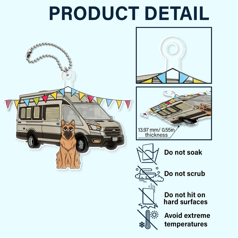RV & Dog - Gift For The One Loved Camping With Dog - Personalized Acrylic Car Hanger
