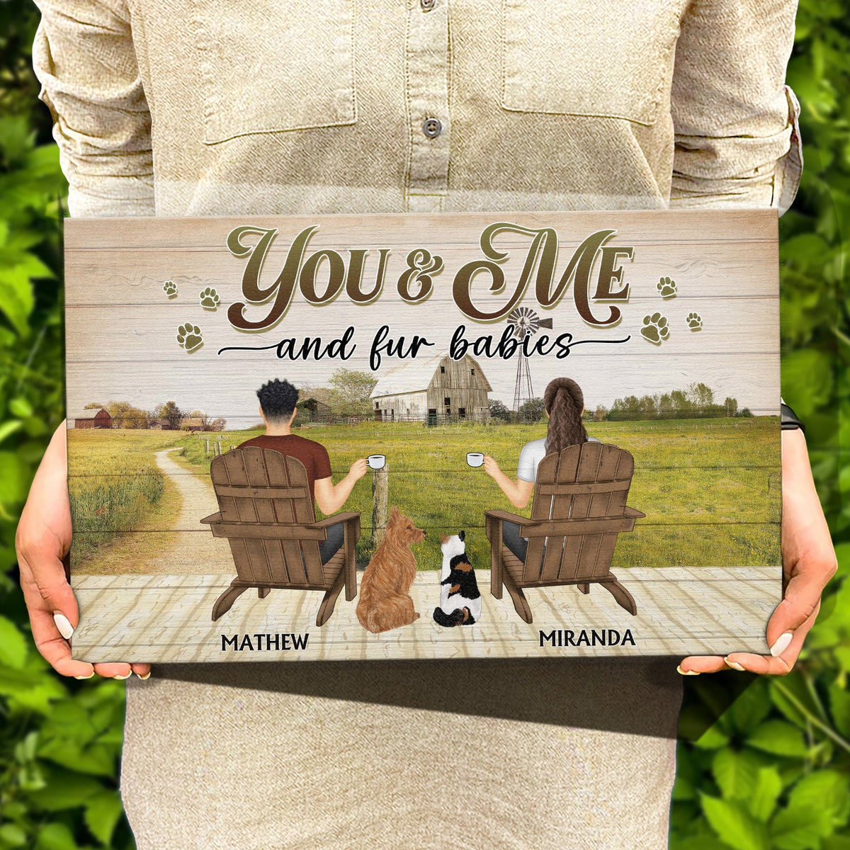 You And Me And The Dog Farm - Gift For Pet Couples - Personalized Wood Rectangle Sign