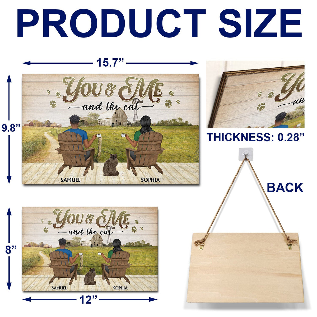 You And Me And The Dog Farm - Gift For Pet Couples - Personalized Wood Rectangle Sign