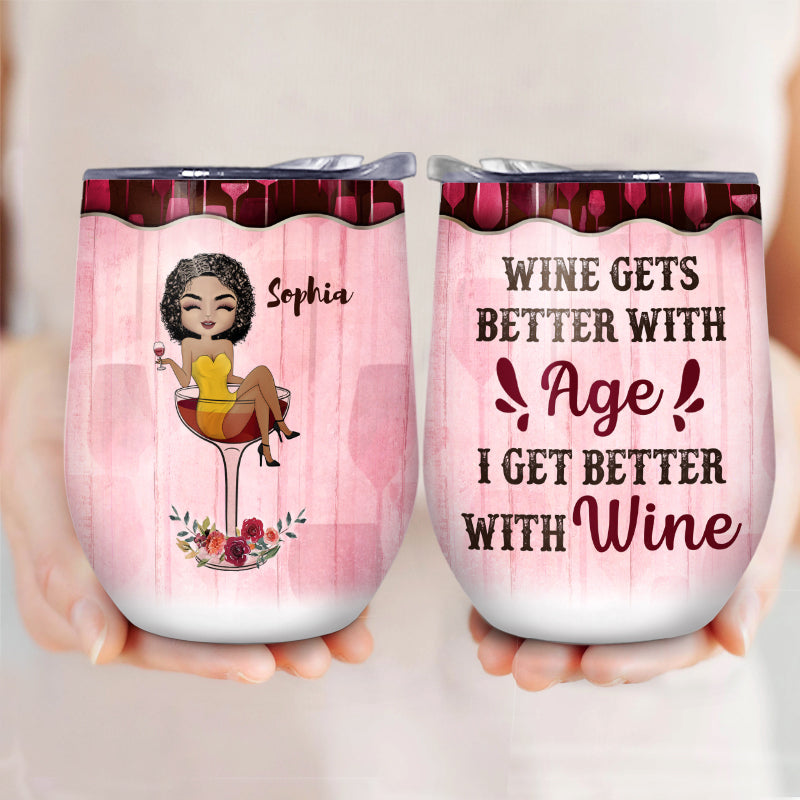 Just A Woman Who Loves Wine - Personalized Custom Wine Tumbler