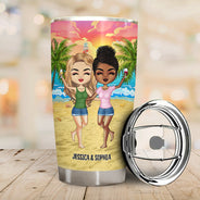Beach Couple I Love You To The Beach And Back - Gift For Couples - Personalized Custom Tumbler
