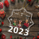 Cartoon Style 2023 - Christmas, Lovely Gift For Bestie, Family, Couple, Dad, Mom, Grandpa, Grandma - Personalized Custom Shaped Acrylic Ornament