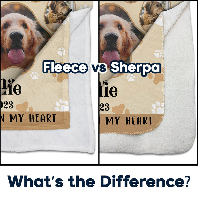 Custom Photo No Longer By My Side But Forever In My Heart - Memorial Gift For Dog Lover, Cat Mom, Pet Loss - Personalized Fleece Blanket