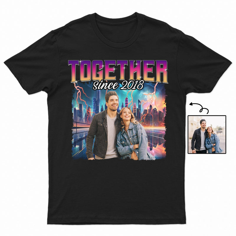 Custom Photo Together Since Hip Hop Retro Style - Birthday, Anniversary Gift For Couple, Spouse, Husband, Wife - Personalized T Shirt