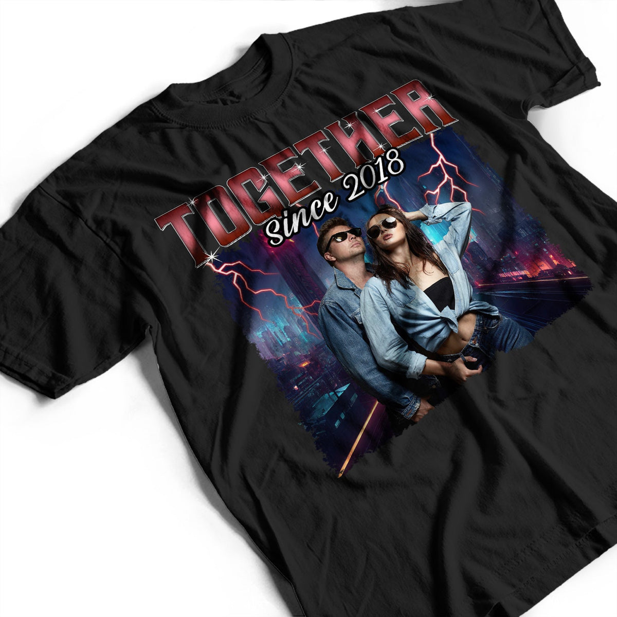 Custom Photo Together Since Hip Hop Retro Style - Birthday, Anniversary Gift For Couple, Spouse, Husband, Wife - Personalized T Shirt