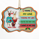 Christmas Couple You're My Love You're My Life - Gift For Couples - Personalized Medallion Wooden Ornament