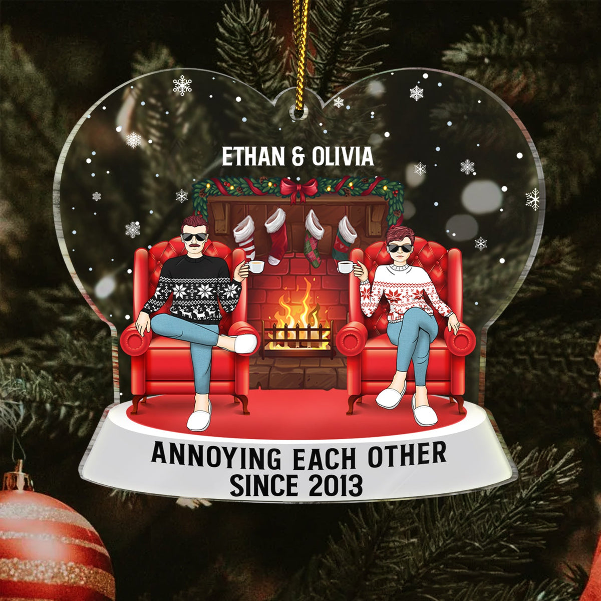 Annoying Each Other - Christmas Gift For Couples - Custom Shaped Acrylic Ornament