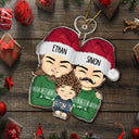 Christmas Grandparents Hugging Grandkid - Gift For Family - Personalized Cutout Acrylic Ornament