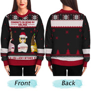 Christmas Flat Art Congrats On Being My Bestie - Gift For Bestie - Personalized Unisex Ugly Sweater
