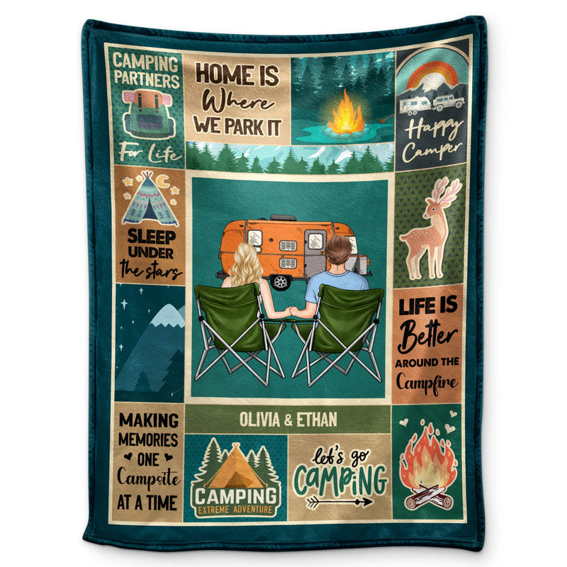 Camping Couple Life Is Better Around The Campfire - Gift For Camping Lovers - Personalized Fleece Blanket