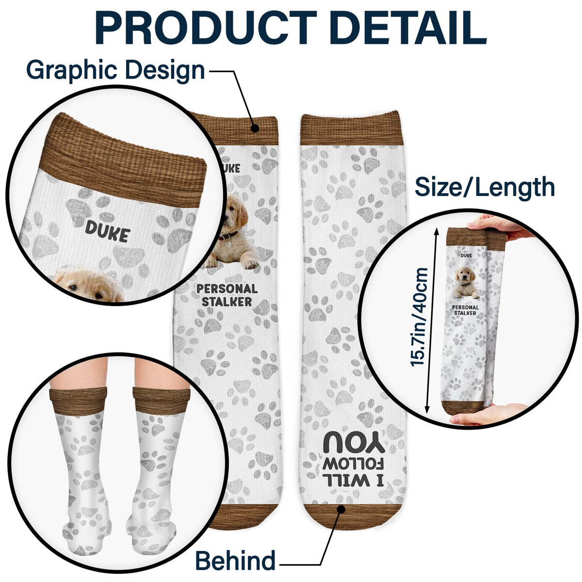 Custom Photo Pet Personal Stalker I Will Follow You - Gift For Pet Lovers - Personalized Socks