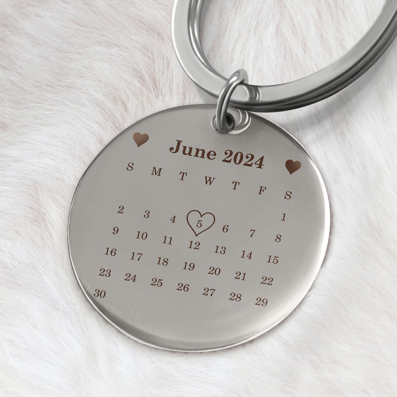 Calendar The Day You Became My Daddy Hand - Gift For Father - Personalized Keyring