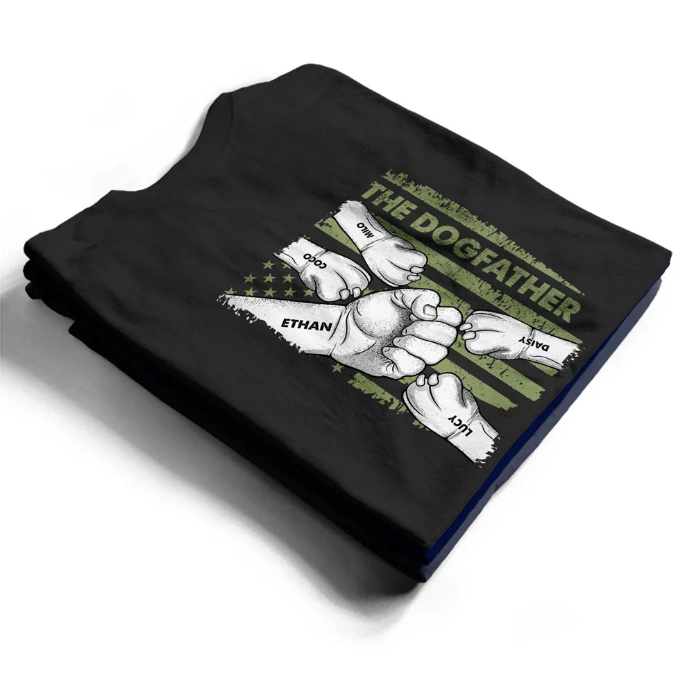 The Dogfather Hand Line Sketch Flag - Personalized T Shirt